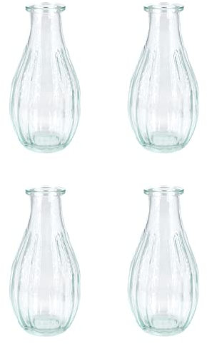 Creativery Vasen Glas 14cm x 4 Stück Blumenvase 240ml Dekoflaschen Set Glasvase Glaskaraffe klar