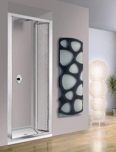 Porta doccia a libro, due ante, alluminio argento, acrilico opaco h185cm Reboa (70-75cm)
