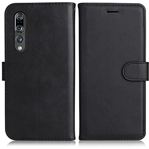 DENDICO Cover per Huawei P20 PRO, Premium Portafoglio PU Custodia in PU Pelle, Flip Libro TPU Bumper Caso per Huawei P20 PRO, Nero