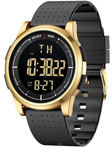 Affute Uhren Herren & Damen Minimalistisch Sport 5ATM Schwimmen Digital wasserdichte Armbanduhr, Ultra-Dünne Weitwinkel-Display Gummi-Armband Armbanduhr für Jungen Mädchen