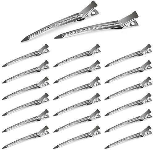 XCZYN 20pcs Duck Bill pinces à cheveux, 3.5inch métal Alligator boucles épingles pour coiffure de Salon coloration cheveux épais sectionneur arcs bricolage Barrette accessoires (20 Pcs, argent)