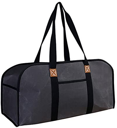Josenidny Aufbewahrungs Halter TräGer Segeltuch Brennholz Tasche Tote Tragbarer Draussen Organizer TräGer für Brennholz-Dunkel GrüN