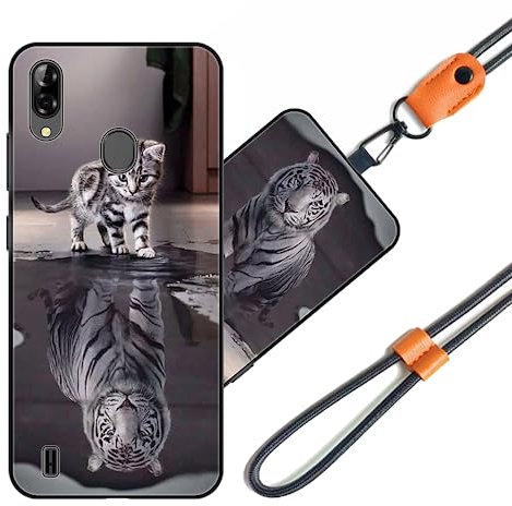 JEZSTHAI Handyhülle Kompatibel mit Blackview A60 Pro Hülle Silikon Muster Schutzschale Weiche Flexibel Stoßfeste TPU Schutzhülle mit Handykette & Handykordel zum Umhängen,Nr.A05