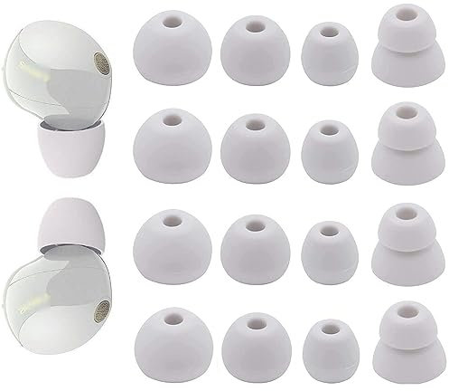 Ersatz-Ohrstöpsel, kompatibel mit Sony WF-1000XM5 und 1000 XM4 Ohrhörern, S/M/L/Doppelflansch, Silikon-Ohrstöpsel, 4 Größen, 8 Paar, passend in Ladehülle, Silber 23
