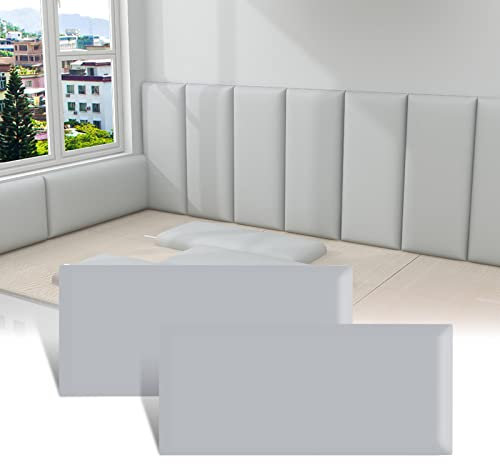 Windplusya 3D kids Anti-collision Wall Padding, Peel and Stick Headboard, Headboard Panels for Wall, Upholstered Wall Panels for Bedroom Dojo Play Room Basketball Arena. (Grey, 30 * 60cm)