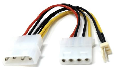 1pcs 15cm 4 Pin Molex Male to 4 Pin Molex Female With 3 Pin Fan Extension Power Adapter Cable Lead (Black)