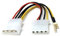 1pcs 15cm 4 Pin Molex Male to 4 Pin Molex Female With 3 Pin Fan Extension Power Adapter Cable Lead (Black)