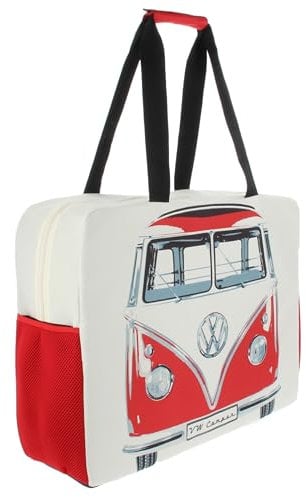 BRISA VW Collection - Volkswagen Große Einkaufs-Tasche-Tüte, Shopper-Bag, Strand-Tasche (Bus Front/Rot)