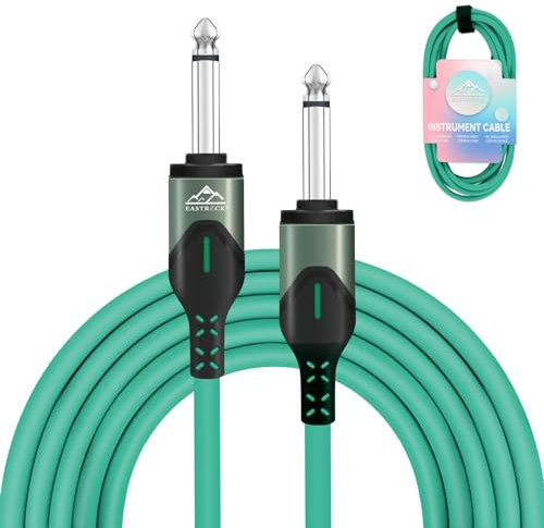 EASTROCK 1/4 Inch TRS Guitar Instrument Cable 10 Ft Straight to Straight Guitar Cord for Electric Guitar, Bass, AMP, Keyboard, Speaker, Mixer(10 Foot Green)