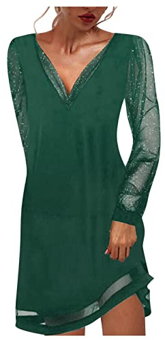 WVONIF Robe Ete Mi Longue Fluide Col V à Taille Haute Femme Elegant Avec Ceinture - Robe de Mariage Casual