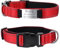 MeMeDIY Collar de Nylon Personalizado para Perros con el Nombre de la Mascota Grabado Placa de Identificación Silenciosa de Acero Inoxidable Collar Ajustable-Rojo, M