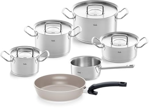 Fissler Original-Profi Collection/Edelstahl-Kochtopfset, 6-teilig, inkl. Metall-Deckel + Ceratal Comfort Keramikpfanne 24 cm - Induktion