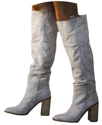 tinbarry Donna Stivali Alti Stivali Sopra Il Ginocchio Con Tacco Largo Stivali Con Gambale Lungo Stivali Classici Stivali Da Cowboy Con Cerniera Stivali Invernali Stivali Con Tacco Alto Scarpe