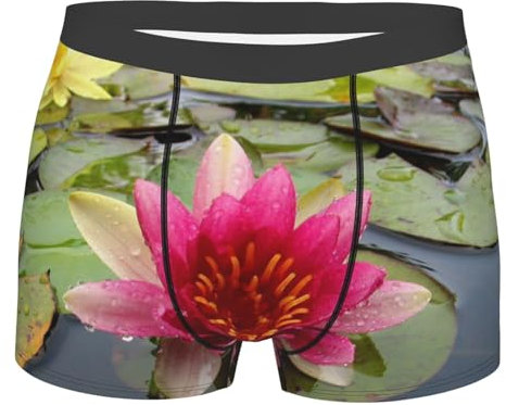 TRESILA Herren-Boxershorts mit Rosenblüten, atmungsaktiv, bequeme Passform, Stretch-Boxershorts, weicher Stoff, Herren-Unterwäsche für den Alltag, Lotusblüte, XXL