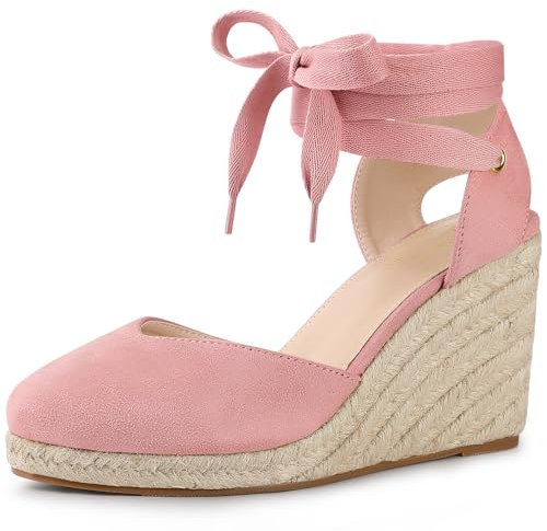 Perphy Sandalias con Cordones y tacón de cuña con Plataforma Tipo Alpargata para Mujer Marrón 38