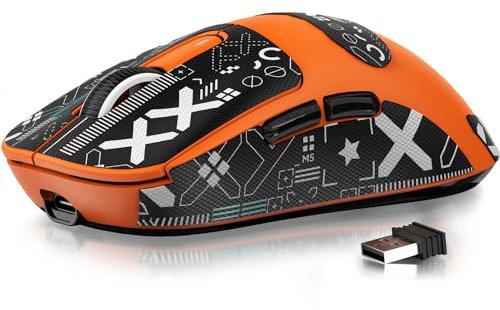 ATTACK SHARK X3 49g SUPERLIGHT Mouse with Tape, PixArt PAW3395 Gaming Sensor, BT/2.4G Wireless/Wired Gaming Mouse, 6 Adjustable DPI 26000, 200 Hrs Battery, Office Mice for Win11/Xbox/PS/Mac (Orange)