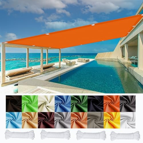 Voile d'ombrage Imperméable Rectangulaire 4 x 6 m UV Protection 98% Toile d'ombrage Protection Solaire avec Oeillets et Cordons pour Pergola, Fleurs, Patio Lawn., Orange