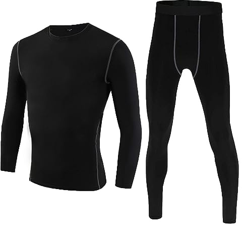 BEGIANT 1 Ensemble Ensembles Thermiques Enfant Haut Manches Longues & Legging sous-vêtements Techniques Garçon et Fille Séchage Rapide | Ensemble haut et collant de compression pour garçon avec haut et pantalon de football