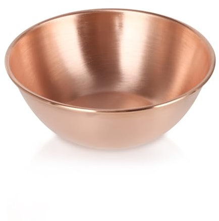 CigeZaus 8'' Large Copper Mixing Bowl for Egg Beating, Fruit, Salad, Soup & Side Dishes, Decorative Tray, Ayurveda Water Purification & Energy Balance, Essential for Professional Bakers