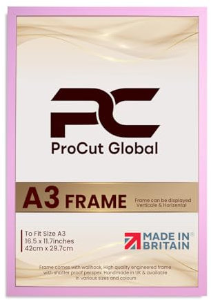 Procut Global A3 Pink Picture Frames – Sleek Wooden Photo Frame with Shatterproof Perspex for Wall or Tabletop – Perfect for Posters, Certificates, Prints–Multiple Sizes & Colors Available