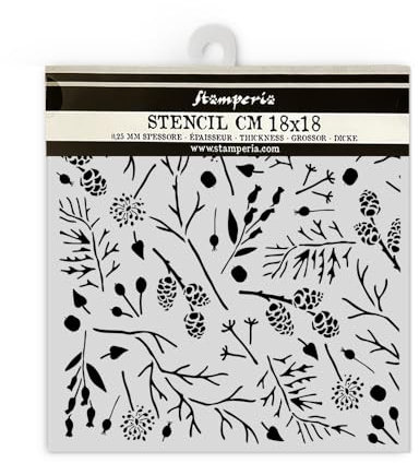 Stamperia - Thick Stencils for Scrapbooks, Albums, Cards, Bullet Journals, and More, Flexible Material, Easy to Clean, Perfect for Hobbies, Crafts, and Gifting (Forest - Branches and Pinecones)