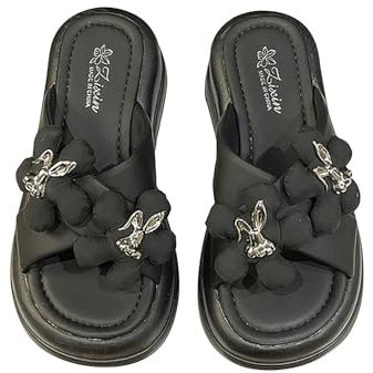 Genérico Chanclas Verano Mujer Informales con Gruesa y cuña de a la para Mujer Chanclas Piscina (Black, 40)