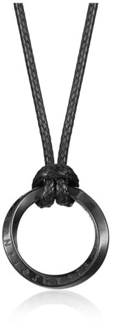 Jovivi Wikinger Rune Halskette Herren Punk Kunstleder Kette mit Rune Anhänger Mobius Anhänger Kette Edelstahl ausgehöhlt Amulett heidnischen Schmuck Geschenke für Männer Frauen (Schwarz)