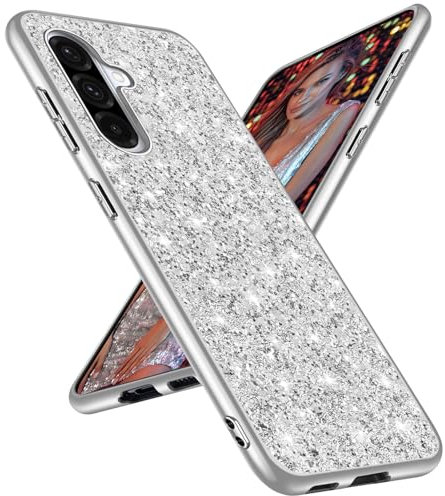 Hülle für Samsung Galaxy A56 Hülle Glitzer Bling Sparkle Handyhülle für Samsung A56 Case Original Ultra Dünne Leichte Ganzkörper Stoßfest Anti-Kratzer Silikon Schutzhülle Galaxy A56 Cover (Silber)