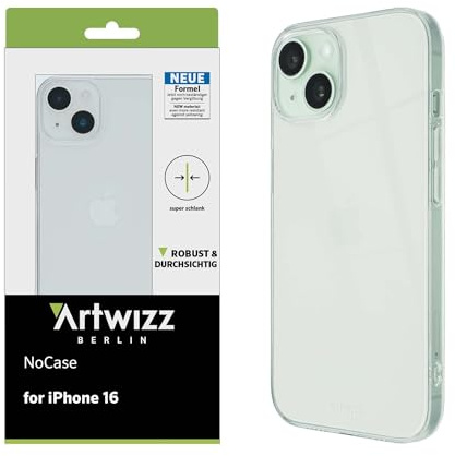 Artwizz NoCase Handyhülle kompatibel mit iPhone 16 - Ultra Dünne, Elastische TPU Schutzhülle, Transparent