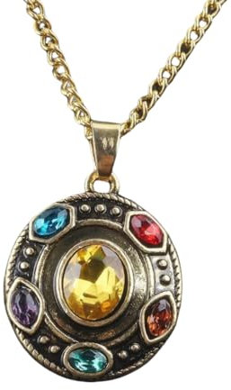 Infinity Gauntlet Necklace Thanos Infinity Stone Pendant Infinity Stone Jewelry Gifts for Teen Son Daughter Men Women