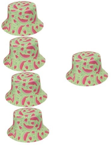 CALLARON 5stücke Wassermelonen Druck Eimerhut Für Damen Stilvoller Fischerhut Für Strand Camping Und Freizeitaktivitäten Atmungsaktiv Leicht Und Bequem Für Sommerausflüge
