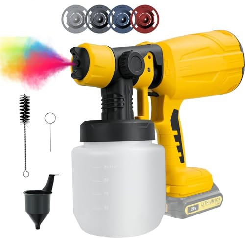 YUFEEI Sistema di verniciatura a Spruzzatori di vernice, pistola a spruzzo senza fili con attacchi per pulizia e soffiaggio, compatibile con batterie DeWalt (20 V, batteria non inclusa)