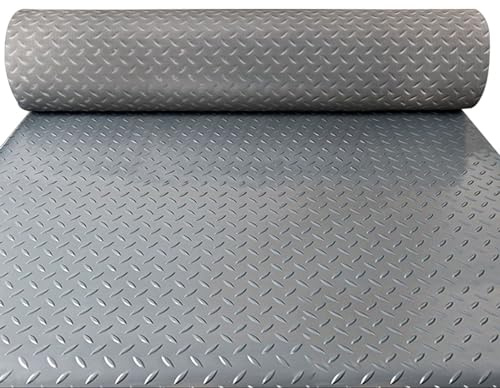 Garage Floor Covering Waterproof, Heavy Duty Rubber Flooring Rolls/ Parking Mats/ Grey Car Containment Mat with Non Slip Pattern, 2 3 4 5 6 FT Workshop Patio Pad for Motorcycle Trailer(2x6.2m/6.6x20.3
