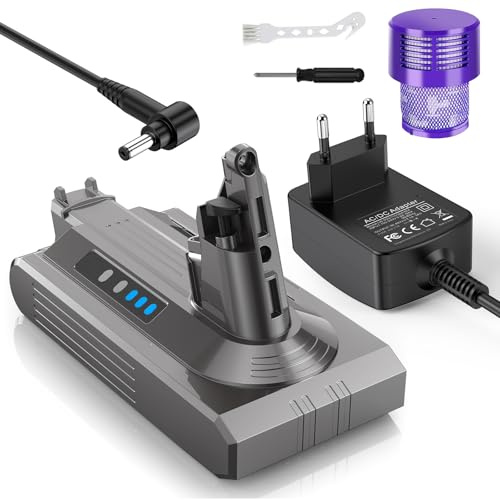 Batteria LabTEC per Dyson V10, batteria di ricambio agli ioni di litio da 25,2 V e 3900 mAh per Dyson V10 Serie Animal Absolute Motorhead SV12 con caricatore V10 Aspirapolvere senza fili con cacciavit