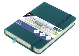 Skizzenbuch Kangaro A6 Dark Turquoise PU Hardcover 80 Blatt 140 Gramm cremefarbenes Papier mit Gummiband und Band