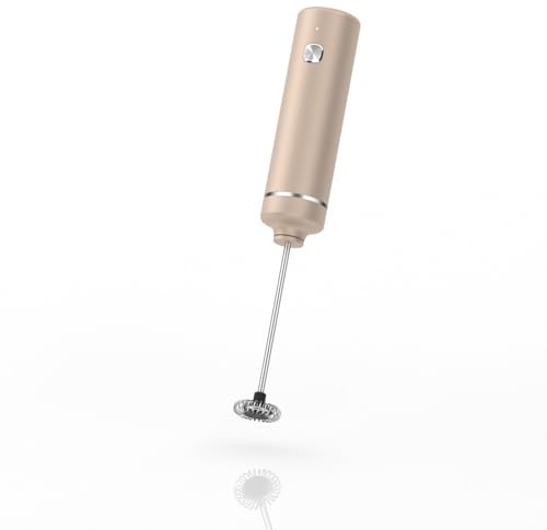 AdHoc Moro Milchaufschäumer MS34 (Kupferfarben/Light Copper), elektrisch & wiederaufladbar (USB-C), 10.000 U/min, abnehmbarer spülmaschinengeeigneter Quirl, Einhand-Bedienung
