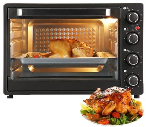 Forno Elettrico Mini Da 40 Litri, Forno Elettrico Mini Da 1500 W, Con Temperatura Regolabile Da 90 A 230 °C, Cottura A Quattro Strati, Timer Da 60 Minuti, Facile Da Pulire, Fornetto Tostapane
