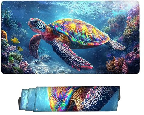 Large Game Tapis de Souris Mer de Tortues avec Base en Caoutchouc Antidérapant Extended XXL Long Clavier Pad de Table Grand Tapis Souris, pour Personnel Bureau, Accessoires Gaming 60 x 30 cm k-290