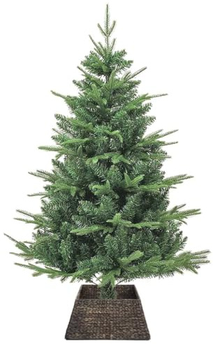 vidaXL Collier de Sapin de Noël Noir 50 x 50 x 25 cm Jacinthe d'eau, Salon, déco Moderne, Jupe d'arbre carrée, Ornement Durable, Base décorative, Collier Festif