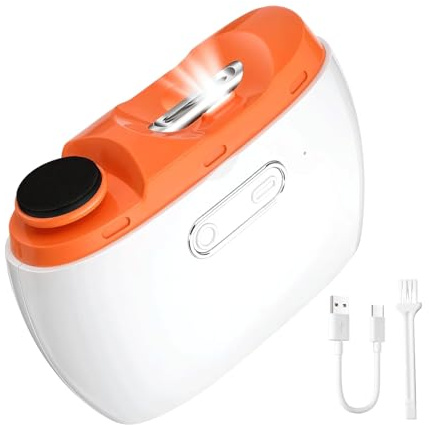 Coupe Ongle Electrique 2 en 1, Coupe-Ongles Automatique et Polisseuse avec 2 Vitesses, Coupe Ongles Électrique Adulte avec LED Automatique Des Ongles Pour Bébés, Adultes, Personnes Âgées
