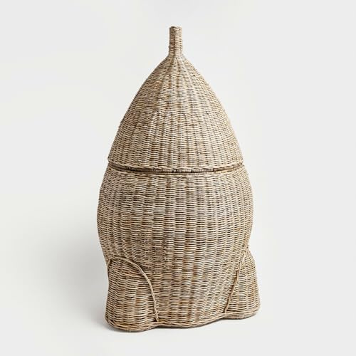 Loberon Korb Xeltra - Charmantes Raketen-Design - für Kleine Astronauten - Aufbewahrung fürs Kinderzimmer - Handgeflochten - Ordnungshelfer - Rattan - Eisen, braun