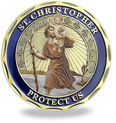Patron Saint of Travelers Prayer Commemorative Coin St Christopher Challenge Coin for Man
