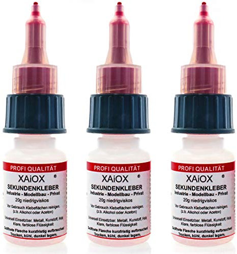 3 x Sekundenkleber mit Patent Verschluß Cyanacylat Superkleber 20g dünnflüssig Wasserfest schnell