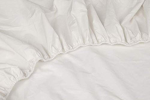 Kayori Shizu Perkal Spannbettlaken für Boxspringtopper 12cm Steg Größe 90x210-220cm Farbe Offwhite Percale-Baumwolle Uni Einfarbig Boxspringbett Topper Baumwolllaken Spannbetttuch Betttuch