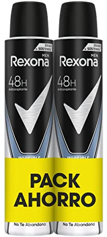 Rexona Invisible Desodorante Aerosol Antitranspirante para hombre Ice Pack Ahorro 200ml 2x