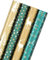 RUSPEPA Geschenkpapierrolle - Grünes Und Goldenes Papier Mit Glitzernder Metallfolie Glanz - 4 Rollen - 76cm X 305cm Pro Rolle