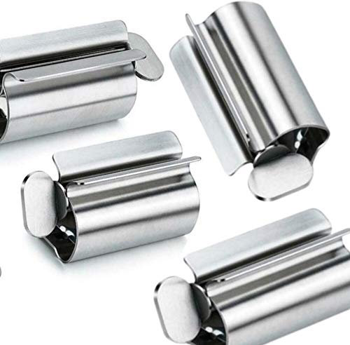 JZK 4x Tube Squeezer Zahnpasta Squeezer Zahnpasta Ständerhalter Tube Press Tube Roller Edelstahl Squeezer für Bad, Küche, Zuhause