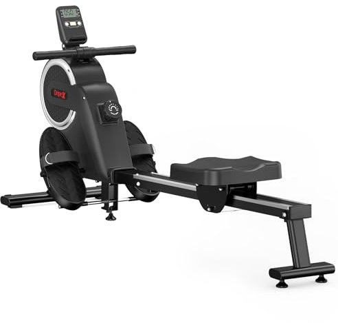 YOLEO Rameur Magnétique Rameur d'appartement, 16 Niveaux de résistance magnétique, écran LCD Multifonction, Double Glissières en Aluminium avec Support de Tablette