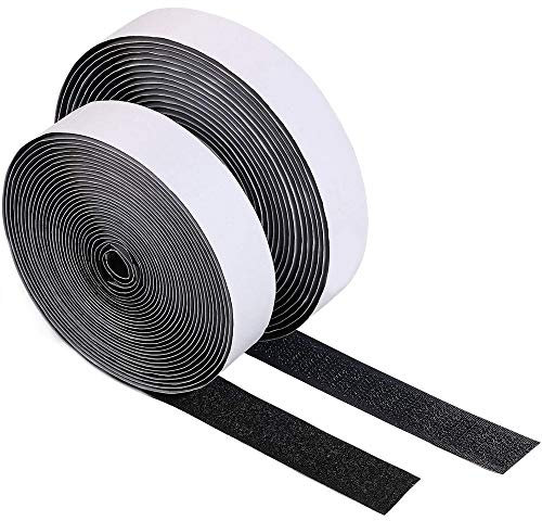 Klettband Selbstklebend,25M Extra Stark Doppelseitig Klebende mit Klettverschluss Klettband zum kleben,mit Flauschband und Hakenband (black)