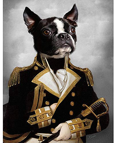 Vintage TêTe D'Animal Corps Humain Art Affiche DrôLe Animal Toile Tableau Peinture Cerf Chat Chien Portrait Affiche RéTro Murale Tableaux Decoration à La Maison 40x60 Cm Pas De Cadre-T3
